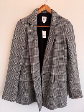 GAP Houndstooth Blazer in Black and White